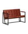 Canapea cu 2 locuri, maro, piele naturală de capră, cu aspect vintage - WOODBB1678