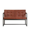 Canapea cu 2 locuri, maro, piele naturală de capră, cu aspect vintage - WOODBB1678