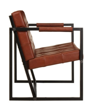 Canapea cu 2 locuri, maro, piele naturală de capră, cu aspect vintage - WOODBB1678