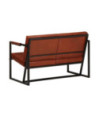 Canapea cu 2 locuri, maro, piele naturală de capră, cu aspect vintage - WOODBB1678