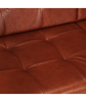 Canapea cu 2 locuri, maro, piele naturală de capră, cu aspect vintage - WOODBB1678