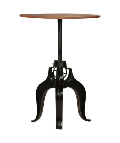 Masă rotundă reglabilă, din lemn masiv reciclat, 75 x (76-110) cm
