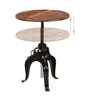 Masă rotundă reglabilă, din lemn masiv reciclat, 75 x (76-110) cm