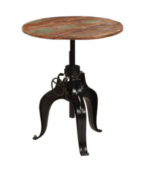 Masă rotundă reglabilă, din lemn masiv reciclat, 75 x (76-110) cm