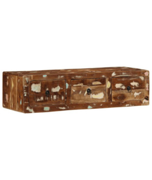 Comodă TV suspendată, aspect vintage, din lemn masiv reciclat, 100x32x25 cm