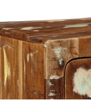 Comodă TV suspendată, aspect vintage, din lemn masiv reciclat, 100x32x25 cm