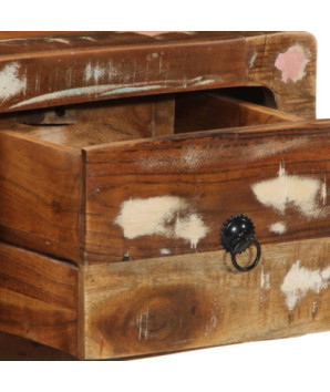 Comodă TV suspendată, aspect vintage, din lemn masiv reciclat, 100x32x25 cm