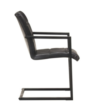 Scaune de bucătărie consolă, 4 buc., negru, piele naturală  , cu aspect retro - WOODBB1695