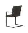 Scaune de bucătărie consolă, 4 buc., negru, piele naturală  , cu aspect retro - WOODBB1695