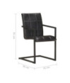 Scaune de bucătărie consolă, 4 buc., negru, piele naturală  , cu aspect retro - WOODBB1695