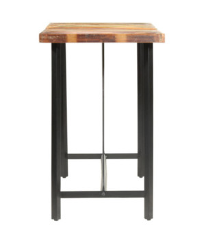 Set mobilier bar 7 piese, lemn reciclat & piele naturală, cu aspect industrial - WOODBB1705