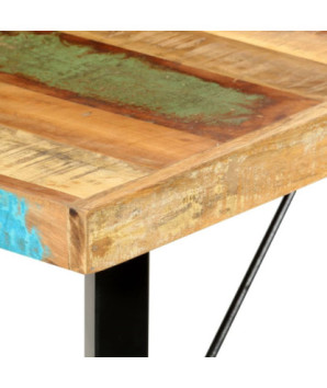 Set mobilier bar 7 piese, lemn reciclat & piele naturală, cu aspect industrial - WOODBB1705