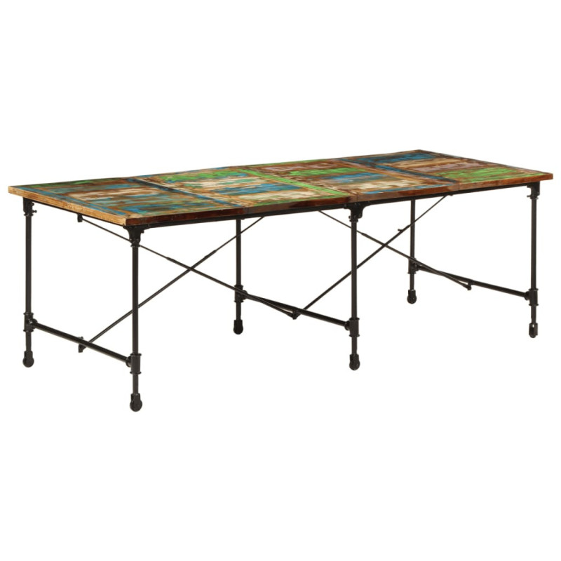 Masă de bucătărie pentru 8 persoane, aspect industrial, din lemn masiv reciclat, dreptunghiulară, 220x90x77 cm Masă de bucătărie pentru 8 persoane, aspect industrial, din lemn masiv reciclat, dreptunghiulară, 220x90x77 cm