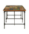 Masă de bucătărie pentru 8 persoane, aspect industrial, din lemn masiv reciclat, dreptunghiulară, 220x90x77 cm Masă de bucătărie pentru 8 persoane, aspect industrial, din lemn masiv reciclat, dreptunghiulară, 220x90x77 cm