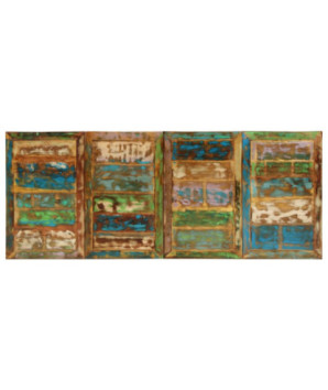 Masă de bucătărie pentru 8 persoane, aspect industrial, din lemn masiv reciclat, dreptunghiulară, 220x90x77 cm