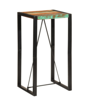 Masă bar cu aspect vintage multicolor, din lemn masiv reciclat, dreptunghiulară, 60x55x110 cm