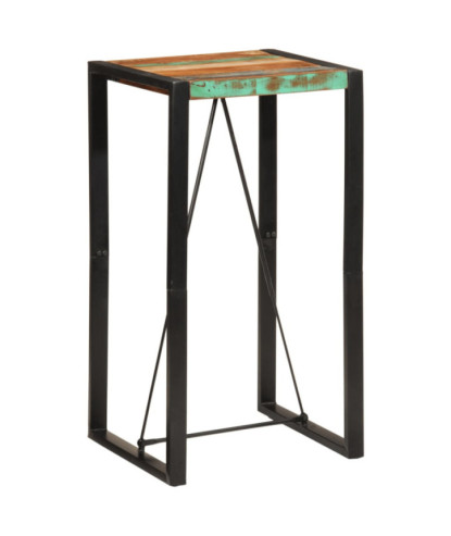Masă bar cu aspect vintage multicolor, din lemn masiv reciclat, dreptunghiulară, 60x55x110 cm