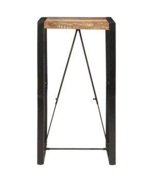 Masă bar cu aspect vintage multicolor, din lemn masiv reciclat, dreptunghiulară, 60x55x110 cm