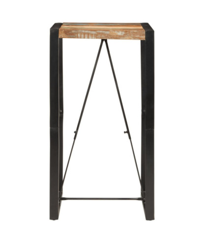 Masă bar cu aspect vintage multicolor, din lemn masiv reciclat, dreptunghiulară, 60x55x110 cm