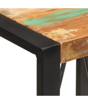 Masă bar cu aspect vintage multicolor, din lemn masiv reciclat, dreptunghiulară, 60x55x110 cm