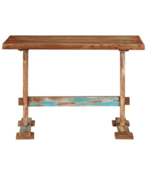 Masă de bucătărie pentru 4 persoane, aspect vintage, din lemn masiv reciclat, dreptunghiulară, 110x55x78 cm, handmade