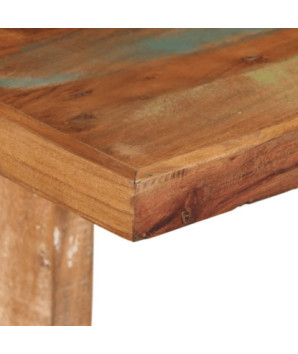 Masă de bucătărie pentru 4 persoane, aspect vintage, din lemn masiv reciclat, dreptunghiulară, 110x55x78 cm, handmade