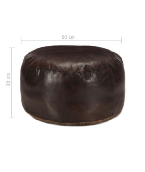 Fotoliu puf, maro închis, 60 x 30 cm, piele naturală de capră - WOODBB1735