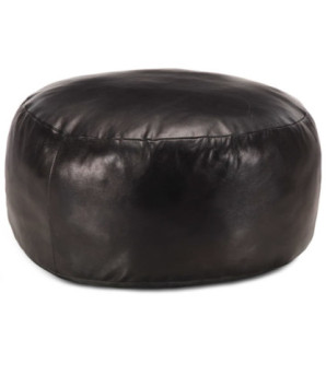 Fotoliu puf, negru, 60 x 30 cm, piele naturală de capră - WOODBB1736