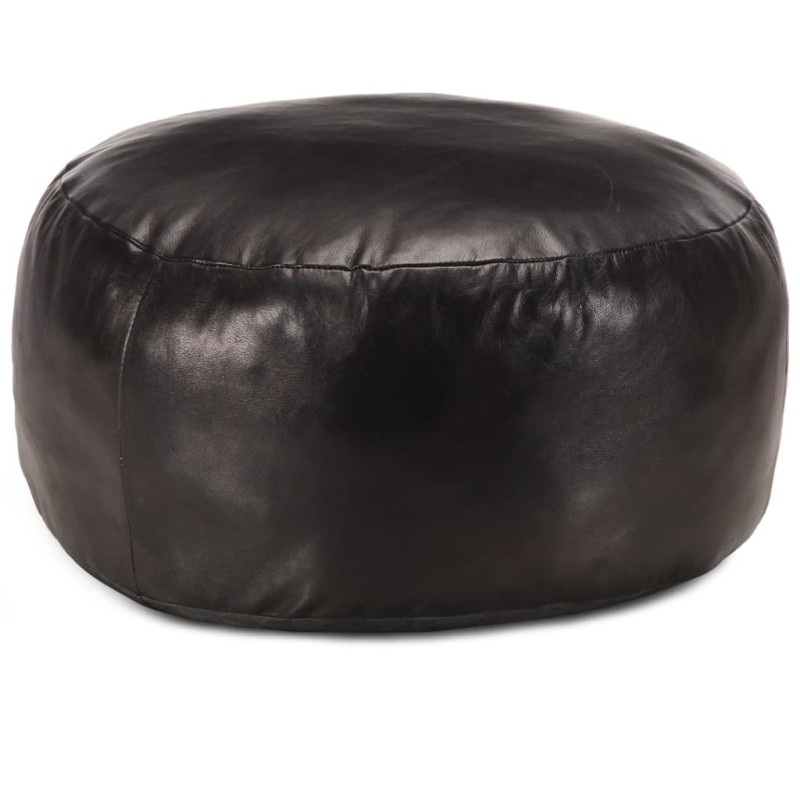 Fotoliu puf, negru, 60 x 30 cm, piele naturală de capră - WOODBB1736 Fotoliu puf, negru, 60 x 30 cm, piele naturală de capră - WOODBB1736