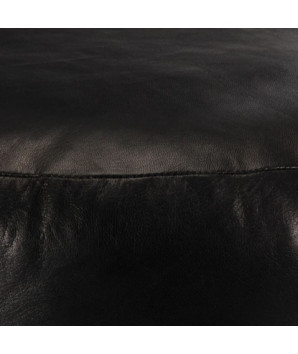 Fotoliu puf, negru, 60 x 30 cm, piele naturală de capră - WOODBB1736