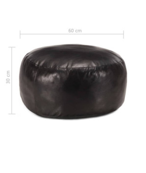 Fotoliu puf, negru, 60 x 30 cm, piele naturală de capră - WOODBB1736
