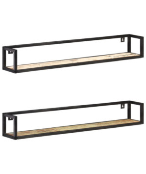 Rafturi de perete, 2 buc., 120 cm, lemn reciclat, cu aspect industrial - WOODBB190
