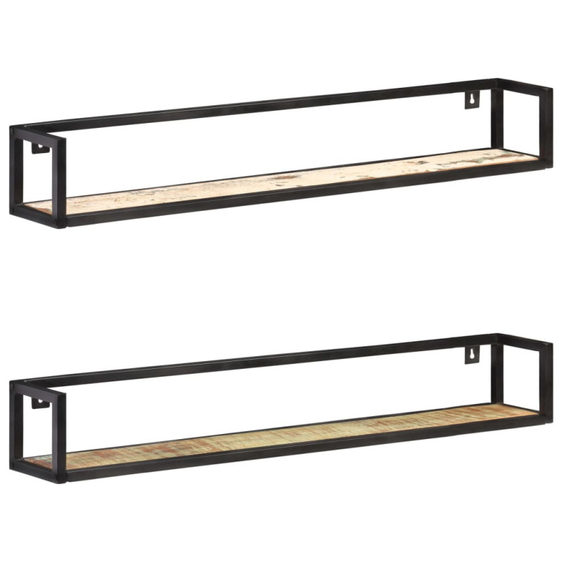 Rafturi de perete, 2 buc., 120 cm, lemn reciclat, cu aspect industrial - WOODBB190