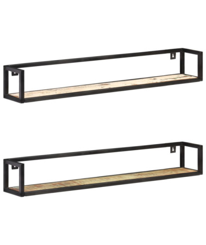 Rafturi de perete, 2 buc., 120 cm, lemn reciclat, cu aspect industrial - WOODBB190
