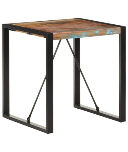 Masă de bucătărie pentru 2 persoane, aspect industrial, din lemn masiv reciclat, pătrată, 70 x 70 x 75 cm