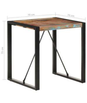 Masă de bucătărie pentru 2 persoane, aspect industrial, din lemn masiv reciclat, pătrată, 70 x 70 x 75 cm