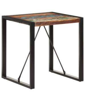 Masă de bucătărie pentru 2 persoane, aspect industrial, din lemn masiv reciclat, pătrată, 70 x 70 x 75 cm
