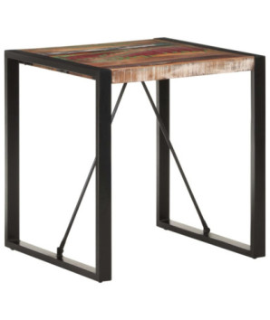 Masă de bucătărie pentru 2 persoane, aspect industrial, din lemn masiv reciclat, pătrată, 70 x 70 x 75 cm