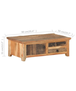 Masă de cafea, 90 x 50 x 31 cm, lemn reciclat, cu aspect vintage - WOODBB192