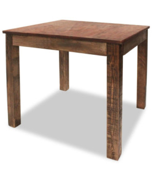 Masă de bucătărie pentru 2-4 persoane, aspect rustic, din lemn masiv reciclat, pătrată, 82 x 80 x 76 cm, handmade