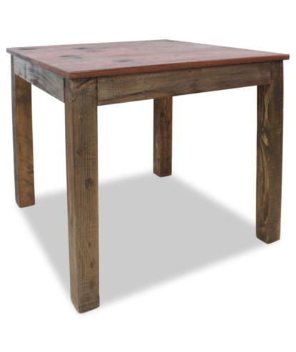 Masă de bucătărie pentru 2-4 persoane, aspect rustic, din lemn masiv reciclat, pătrată, 82 x 80 x 76 cm, handmade