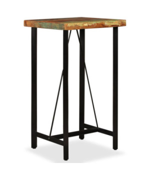 Masă bar cu aspect industrial, din lemn masiv reciclat, pătrată, 60 x 60 x 107 cm