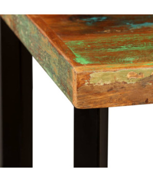 Masă bar cu aspect industrial, din lemn masiv reciclat, pătrată, 60 x 60 x 107 cm