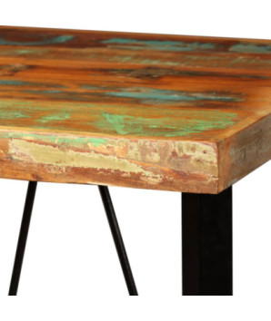 Masă bar cu aspect industrial, din lemn masiv reciclat, pătrată, 60 x 60 x 107 cm