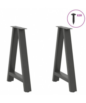 Picioare de masă în formă de A, 2 buc., antracit, 60x(72-73) cm, oțel - WOODBB1893