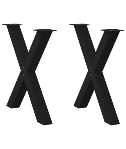 Picioare de masă în formă de X, 2 buc., negru, 80x(72-73) cm, oțel - WOODBB2009