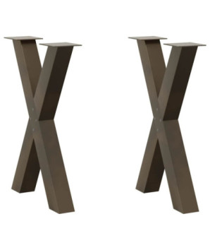 Picioare de masă în formă de X, 2 buc., oțel natural, 60 x (72-73) cm - WOODBB2010