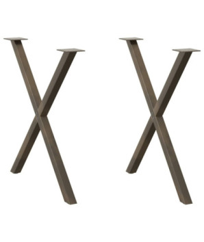 Picioare de masă în formă de X, 2 buc., oțel natural, 80x(72-73) cm - WOODBB2011