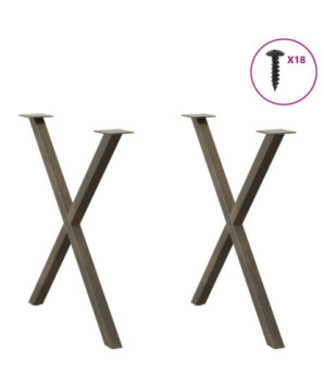 Picioare de masă în formă de X, 2 buc., oțel natural, 80x(72-73) cm - WOODBB2011