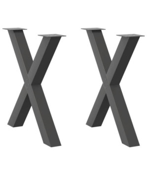 Picioare de masă în formă de X, 2 buc., antracit, 80x(72-73) cm, oțel - WOODBB2012